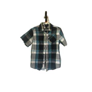 Shaun White Boy's Size Small Blue Black Plaid Button Down Shirt